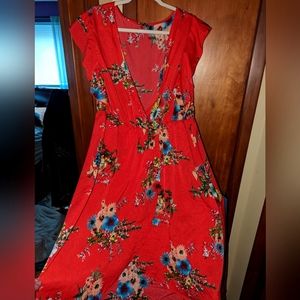 Women's Red Floral Dress